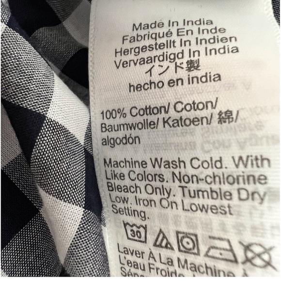 J Crew Navy Gingham Blue Button Down - Picture 7 of 8